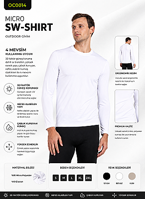 Mikro Patch SW-shirt UV korumalı - Beyaz