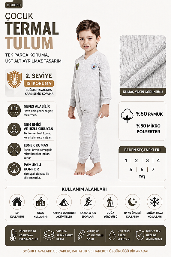 Termal İçlik Soft Tulum Set I. Seviye - Ekru - 4